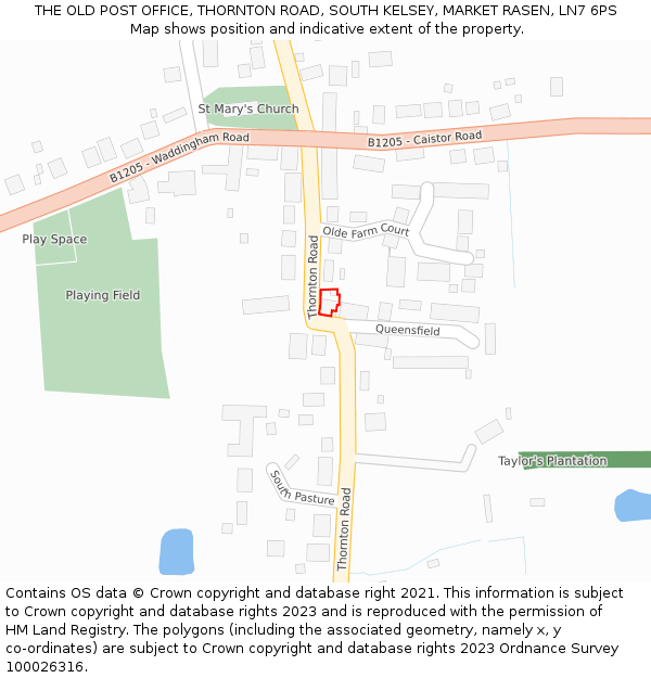 THE OLD POST OFFICE, THORNTON ROAD, SOUTH KELSEY, MARKET RASEN, LN7 6PS: Location map and indicative extent of plot