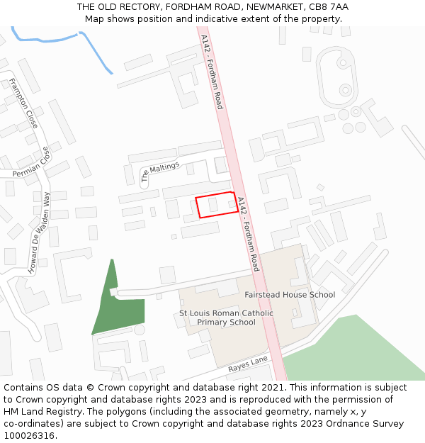 THE OLD RECTORY, FORDHAM ROAD, NEWMARKET, CB8 7AA: Location map and indicative extent of plot