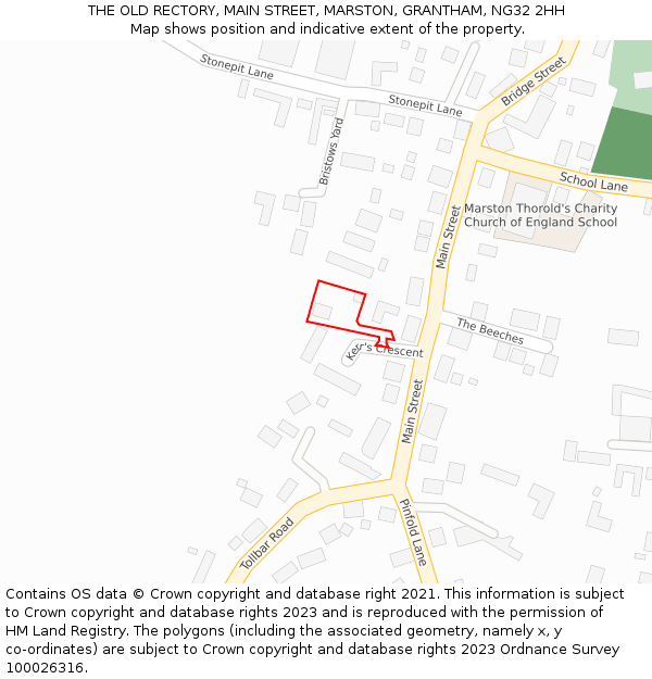 THE OLD RECTORY, MAIN STREET, MARSTON, GRANTHAM, NG32 2HH: Location map and indicative extent of plot