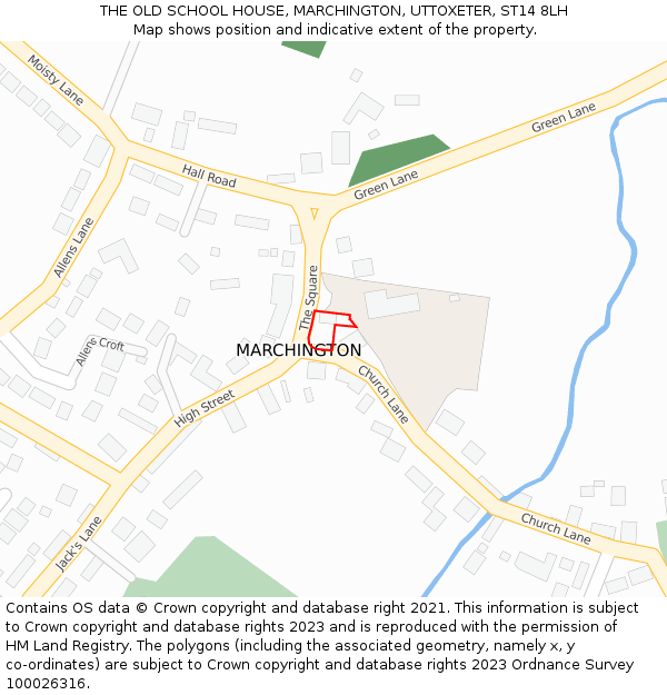 THE OLD SCHOOL HOUSE, MARCHINGTON, UTTOXETER, ST14 8LH: Location map and indicative extent of plot