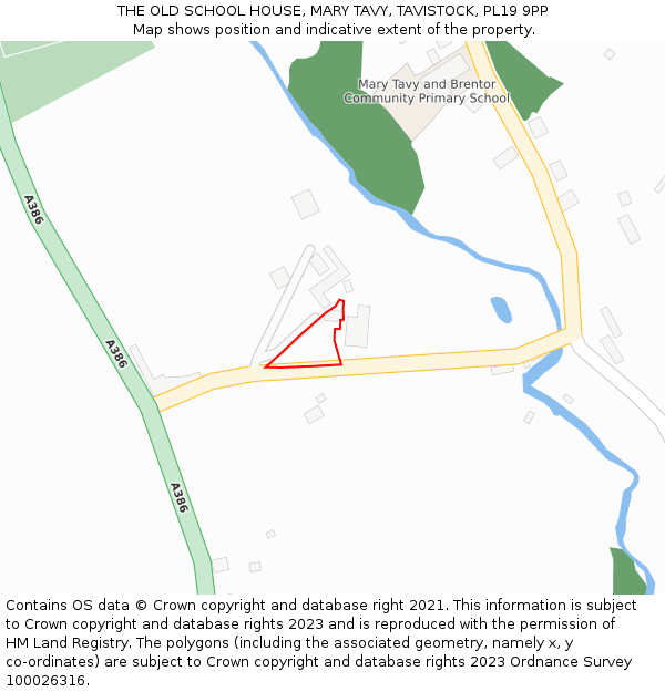THE OLD SCHOOL HOUSE, MARY TAVY, TAVISTOCK, PL19 9PP: Location map and indicative extent of plot