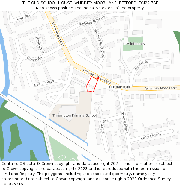 THE OLD SCHOOL HOUSE, WHINNEY MOOR LANE, RETFORD, DN22 7AF: Location map and indicative extent of plot