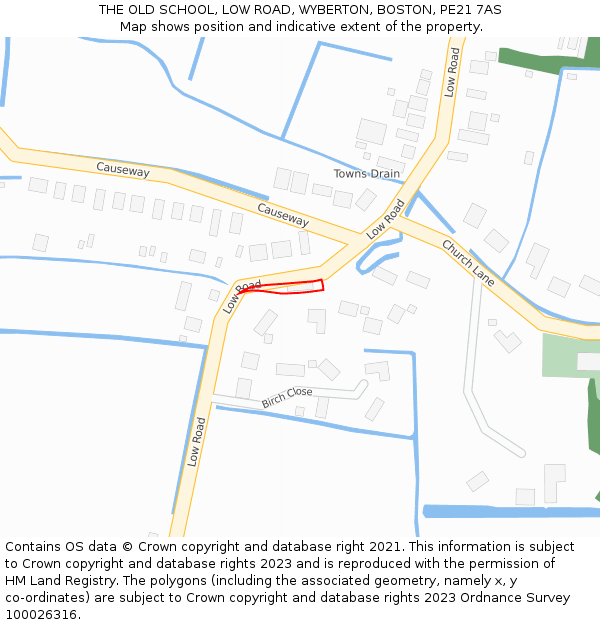 THE OLD SCHOOL, LOW ROAD, WYBERTON, BOSTON, PE21 7AS: Location map and indicative extent of plot