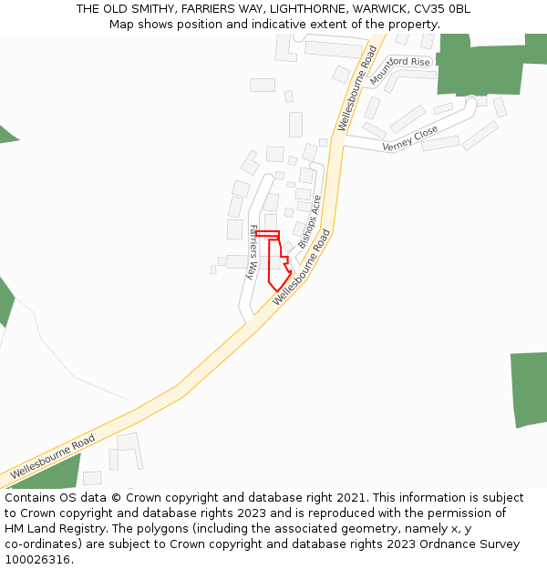 THE OLD SMITHY, FARRIERS WAY, LIGHTHORNE, WARWICK, CV35 0BL: Location map and indicative extent of plot