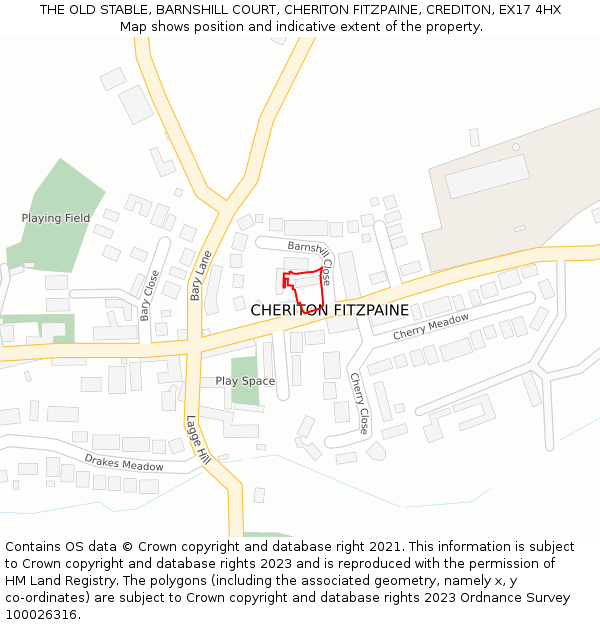 THE OLD STABLE, BARNSHILL COURT, CHERITON FITZPAINE, CREDITON, EX17 4HX: Location map and indicative extent of plot