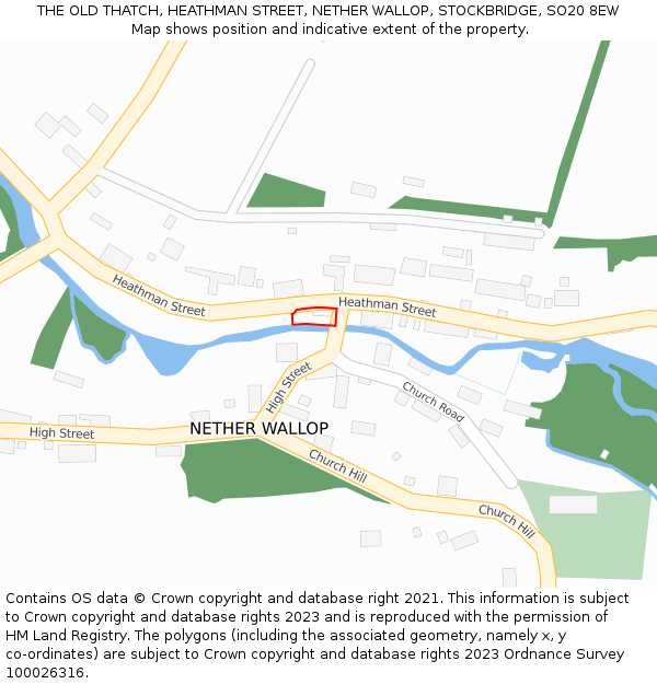 THE OLD THATCH, HEATHMAN STREET, NETHER WALLOP, STOCKBRIDGE, SO20 8EW: Location map and indicative extent of plot