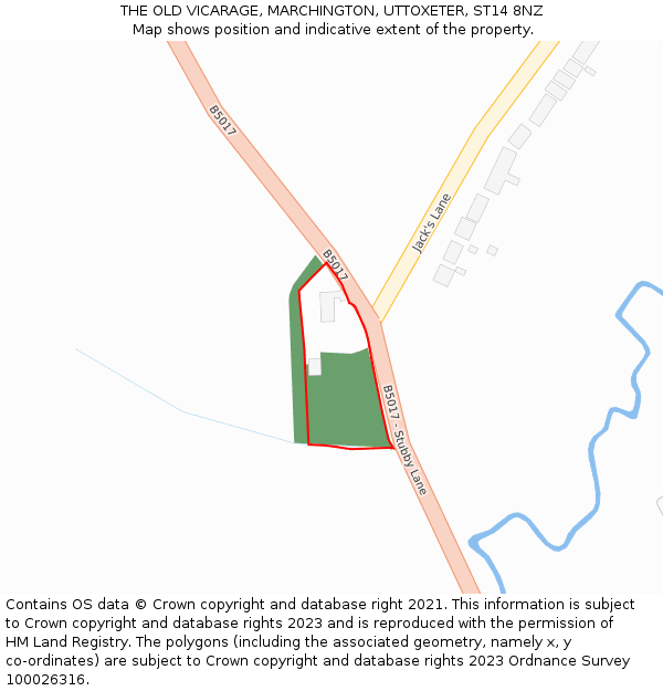 THE OLD VICARAGE, MARCHINGTON, UTTOXETER, ST14 8NZ: Location map and indicative extent of plot