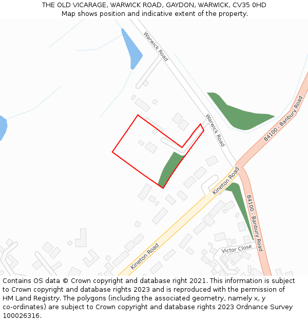 THE OLD VICARAGE, WARWICK ROAD, GAYDON, WARWICK, CV35 0HD: Location map and indicative extent of plot