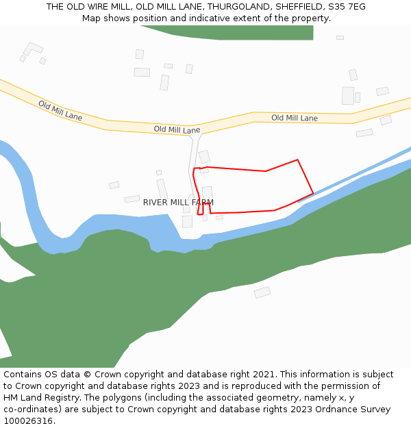 THE OLD WIRE MILL, OLD MILL LANE, THURGOLAND, SHEFFIELD, S35 7EG: Location map and indicative extent of plot