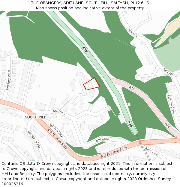THE ORANGERY, ADIT LANE, SOUTH PILL, SALTASH, PL12 6HS: Location map and indicative extent of plot