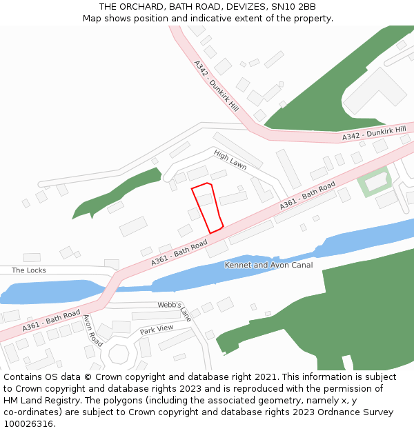 THE ORCHARD, BATH ROAD, DEVIZES, SN10 2BB: Location map and indicative extent of plot