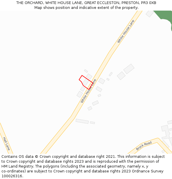 THE ORCHARD, WHITE HOUSE LANE, GREAT ECCLESTON, PRESTON, PR3 0XB: Location map and indicative extent of plot