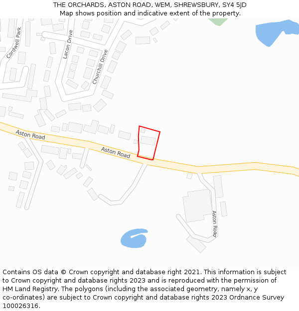 THE ORCHARDS, ASTON ROAD, WEM, SHREWSBURY, SY4 5JD: Location map and indicative extent of plot