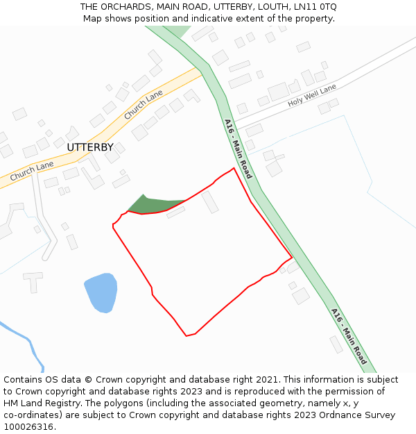 THE ORCHARDS, MAIN ROAD, UTTERBY, LOUTH, LN11 0TQ: Location map and indicative extent of plot