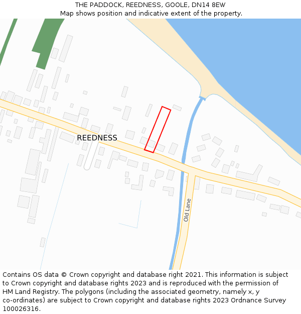 THE PADDOCK, REEDNESS, GOOLE, DN14 8EW: Location map and indicative extent of plot