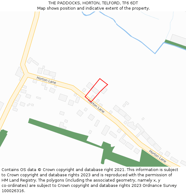 THE PADDOCKS, HORTON, TELFORD, TF6 6DT: Location map and indicative extent of plot