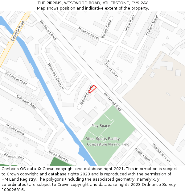 THE PIPPINS, WESTWOOD ROAD, ATHERSTONE, CV9 2AY: Location map and indicative extent of plot