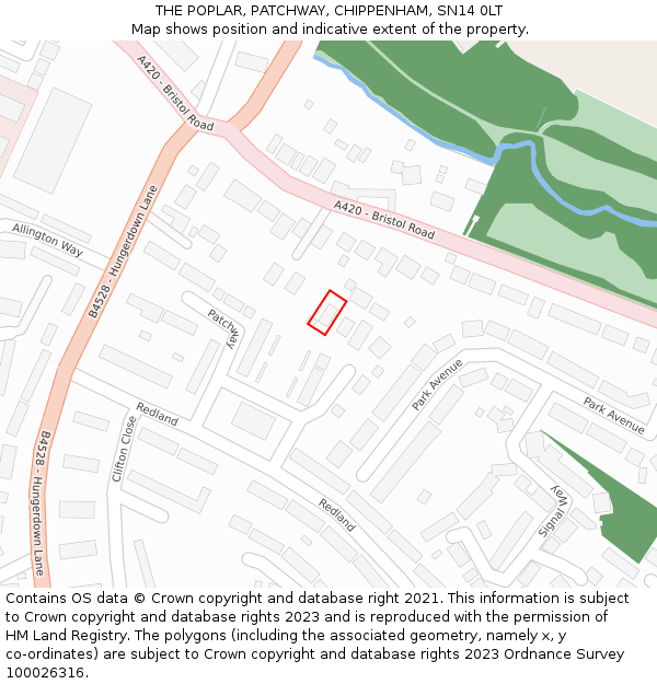 THE POPLAR, PATCHWAY, CHIPPENHAM, SN14 0LT: Location map and indicative extent of plot