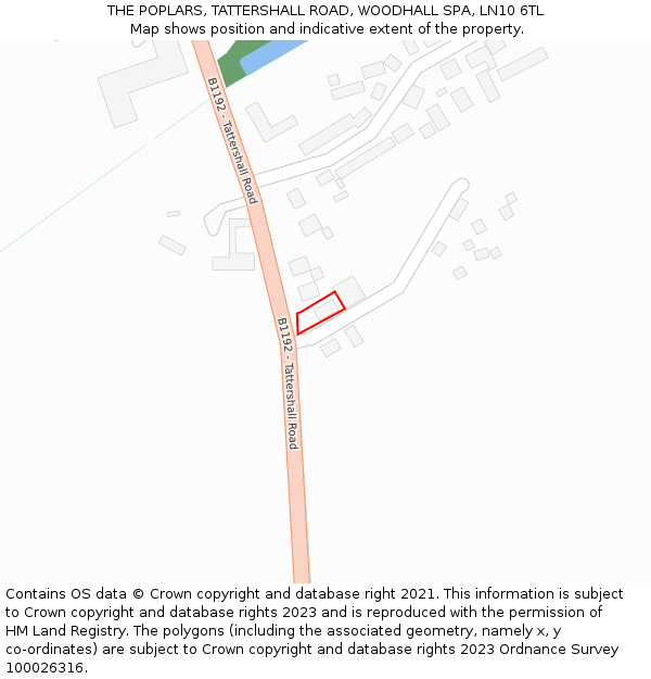 THE POPLARS, TATTERSHALL ROAD, WOODHALL SPA, LN10 6TL: Location map and indicative extent of plot