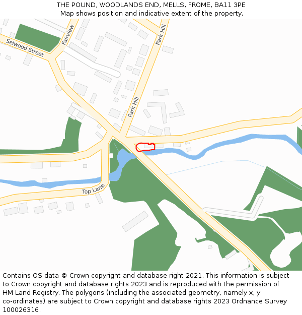 THE POUND, WOODLANDS END, MELLS, FROME, BA11 3PE: Location map and indicative extent of plot