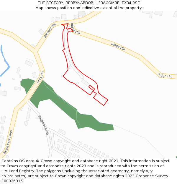 THE RECTORY, BERRYNARBOR, ILFRACOMBE, EX34 9SE: Location map and indicative extent of plot