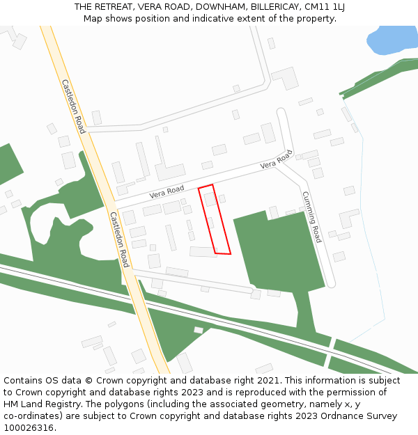 THE RETREAT, VERA ROAD, DOWNHAM, BILLERICAY, CM11 1LJ: Location map and indicative extent of plot