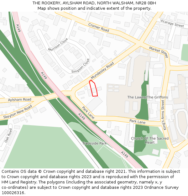 THE ROOKERY, AYLSHAM ROAD, NORTH WALSHAM, NR28 0BH: Location map and indicative extent of plot