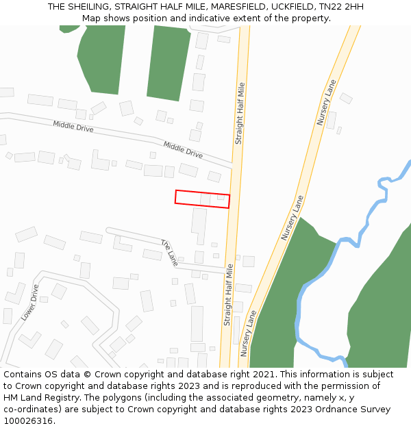 THE SHEILING, STRAIGHT HALF MILE, MARESFIELD, UCKFIELD, TN22 2HH: Location map and indicative extent of plot