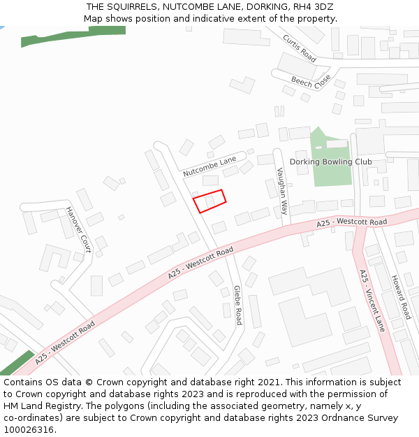 THE SQUIRRELS, NUTCOMBE LANE, DORKING, RH4 3DZ: Location map and indicative extent of plot