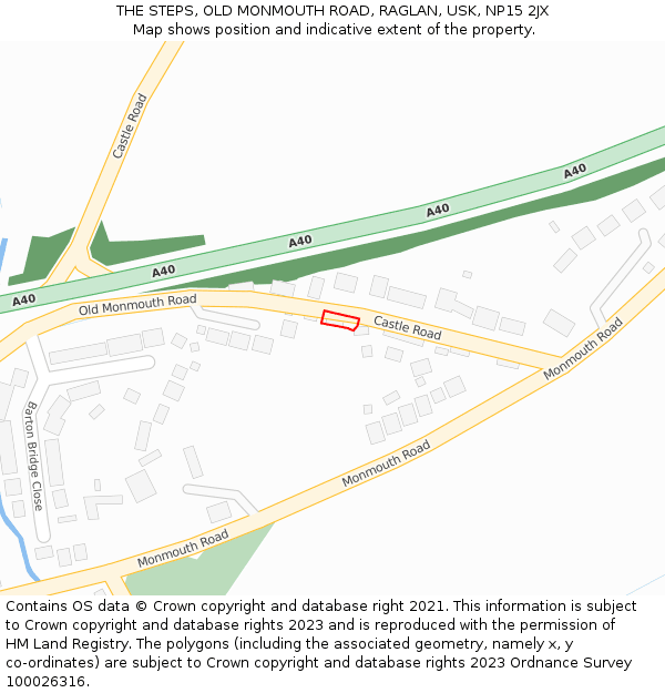 THE STEPS, OLD MONMOUTH ROAD, RAGLAN, USK, NP15 2JX: Location map and indicative extent of plot