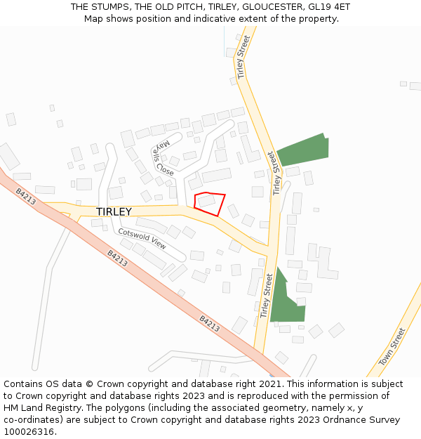 THE STUMPS, THE OLD PITCH, TIRLEY, GLOUCESTER, GL19 4ET: Location map and indicative extent of plot