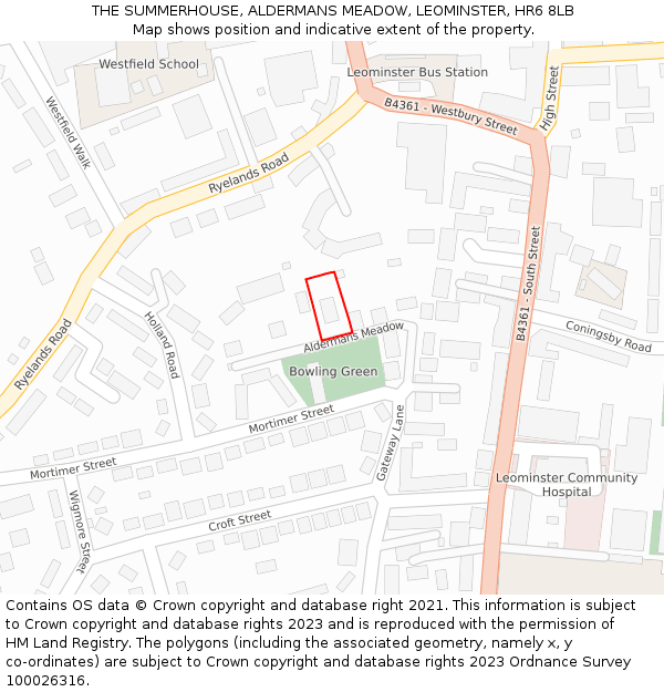 THE SUMMERHOUSE, ALDERMANS MEADOW, LEOMINSTER, HR6 8LB: Location map and indicative extent of plot