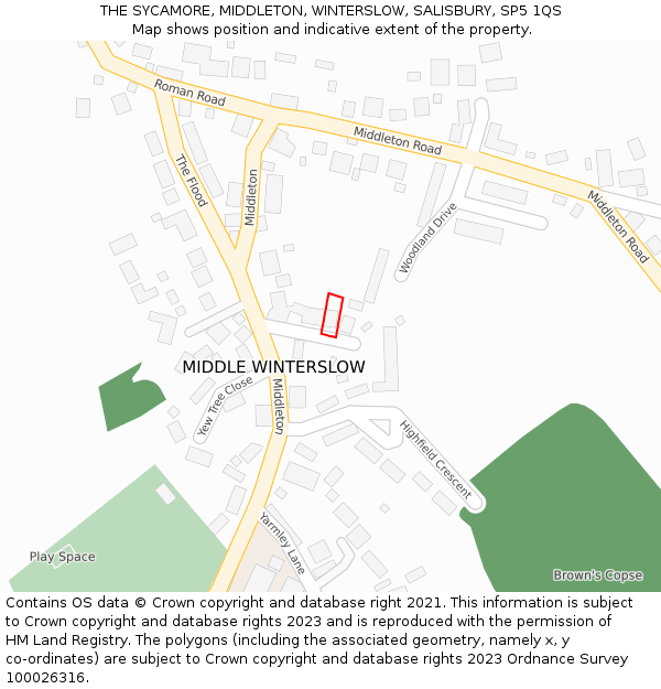 THE SYCAMORE, MIDDLETON, WINTERSLOW, SALISBURY, SP5 1QS: Location map and indicative extent of plot