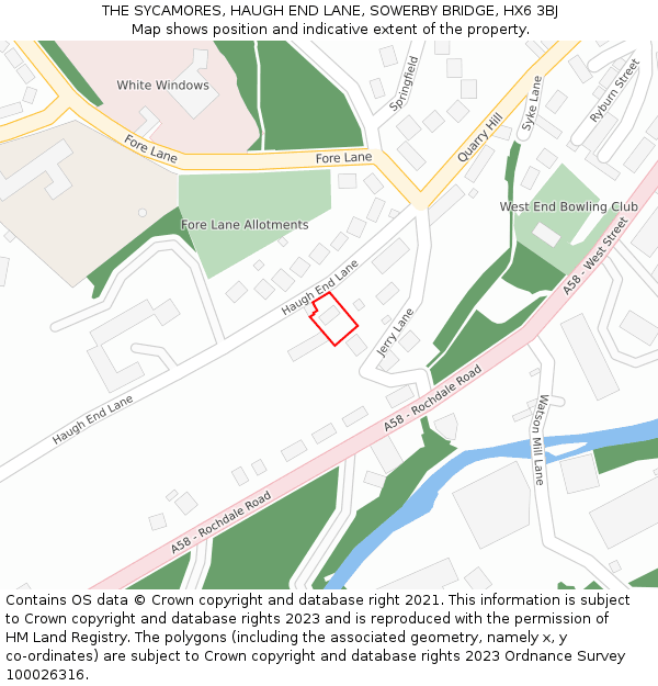 THE SYCAMORES, HAUGH END LANE, SOWERBY BRIDGE, HX6 3BJ: Location map and indicative extent of plot