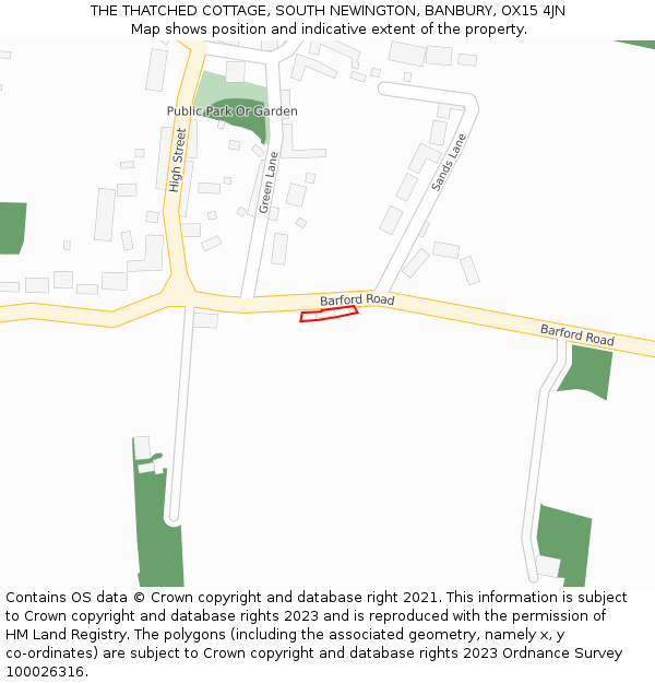 THE THATCHED COTTAGE, SOUTH NEWINGTON, BANBURY, OX15 4JN: Location map and indicative extent of plot