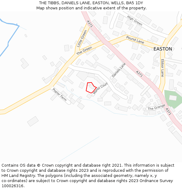 THE TIBBS, DANIELS LANE, EASTON, WELLS, BA5 1DY: Location map and indicative extent of plot