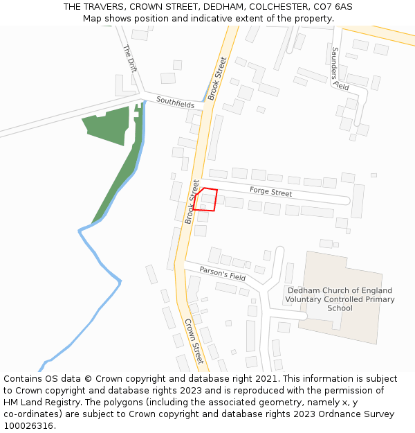 THE TRAVERS, CROWN STREET, DEDHAM, COLCHESTER, CO7 6AS: Location map and indicative extent of plot