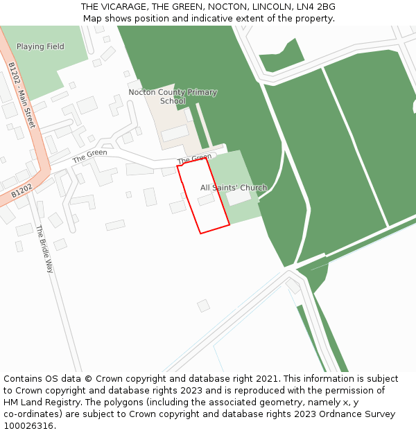THE VICARAGE, THE GREEN, NOCTON, LINCOLN, LN4 2BG: Location map and indicative extent of plot