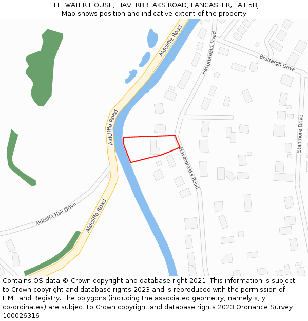 THE WATER HOUSE, HAVERBREAKS ROAD, LANCASTER, LA1 5BJ: Location map and indicative extent of plot
