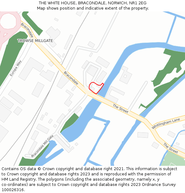 THE WHITE HOUSE, BRACONDALE, NORWICH, NR1 2EG: Location map and indicative extent of plot