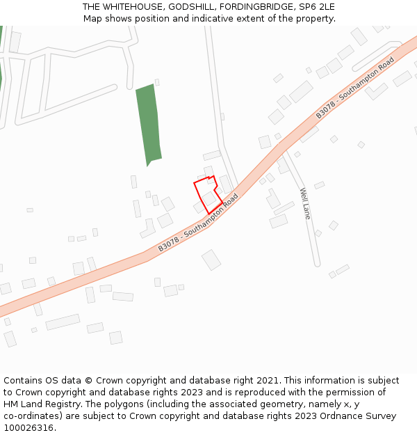 THE WHITEHOUSE, GODSHILL, FORDINGBRIDGE, SP6 2LE: Location map and indicative extent of plot