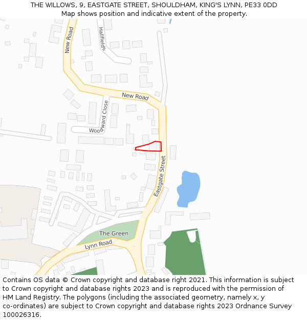THE WILLOWS, 9, EASTGATE STREET, SHOULDHAM, KING'S LYNN, PE33 0DD: Location map and indicative extent of plot