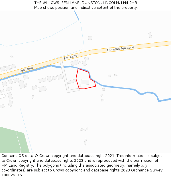 THE WILLOWS, FEN LANE, DUNSTON, LINCOLN, LN4 2HB: Location map and indicative extent of plot