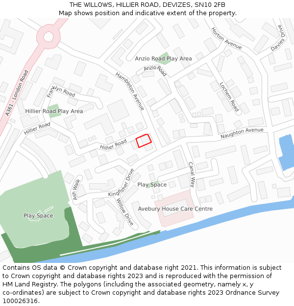 THE WILLOWS, HILLIER ROAD, DEVIZES, SN10 2FB: Location map and indicative extent of plot