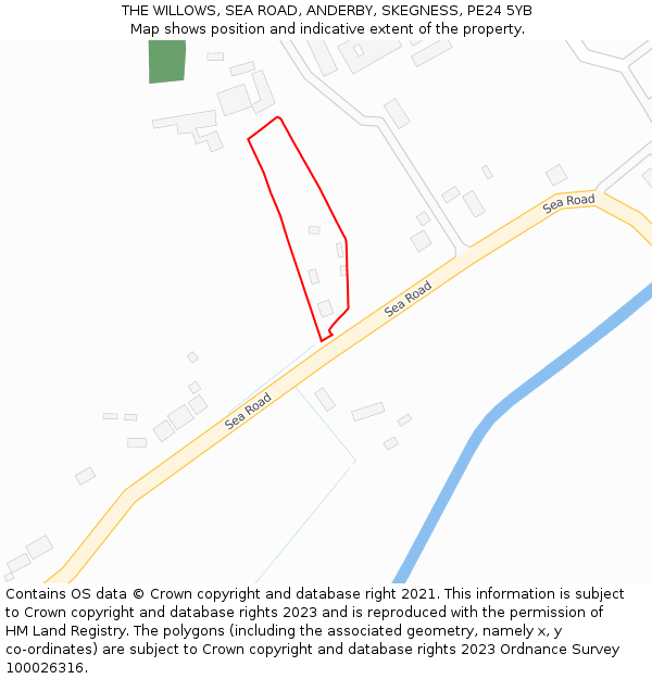 THE WILLOWS, SEA ROAD, ANDERBY, SKEGNESS, PE24 5YB: Location map and indicative extent of plot