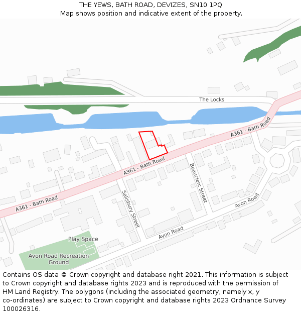 THE YEWS, BATH ROAD, DEVIZES, SN10 1PQ: Location map and indicative extent of plot