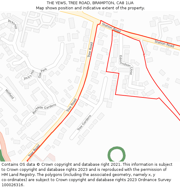 THE YEWS, TREE ROAD, BRAMPTON, CA8 1UA: Location map and indicative extent of plot
