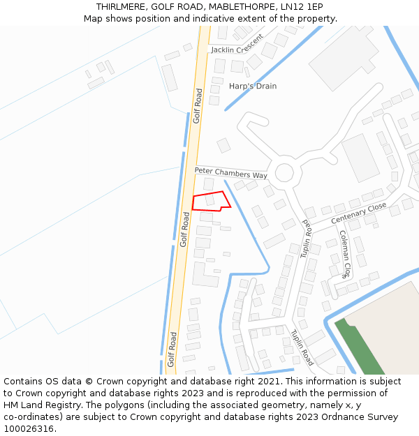 THIRLMERE, GOLF ROAD, MABLETHORPE, LN12 1EP: Location map and indicative extent of plot