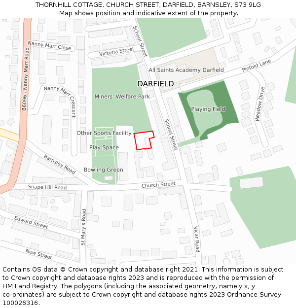 THORNHILL COTTAGE, CHURCH STREET, DARFIELD, BARNSLEY, S73 9LG: Location map and indicative extent of plot