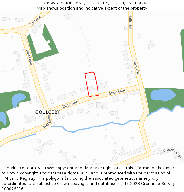 THORSWAY, SHOP LANE, GOULCEBY, LOUTH, LN11 9UW: Location map and indicative extent of plot